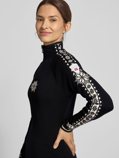 Dale of Norway Gebreide pullover van wol met ritssluiting, model 'Geilo' Zwart - 3