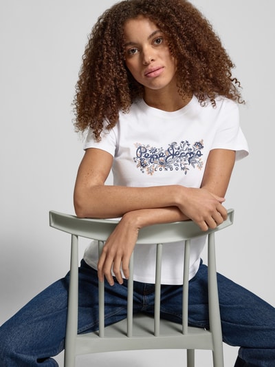 Pepe Jeans Regular Fit T-Shirt mit Rundhalsausschnitt Modell 'ROSALIND' Weiss 3