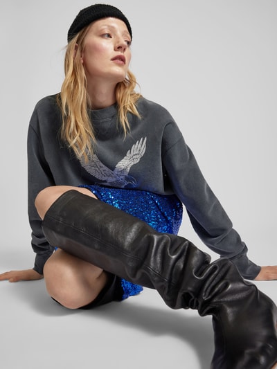 Anine Bing Oversized Sweatshirt mit Label-Print Dunkelgrau 3