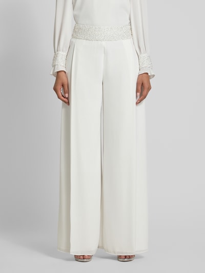 Marc Cain Wide Fit Hose mit Perlen und seitlichem Reißverschluss Weiss 4