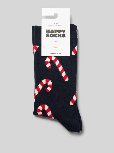 Happy Socks Socken mit Label-Stitching Modell 'Candy Cane' Dunkelblau 3