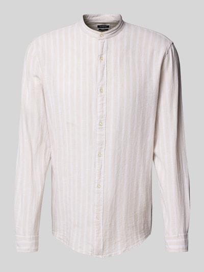 MCNEAL Slim Fit Freizeithemd aus Leinen-Mix mit Maokragen Beige 2
