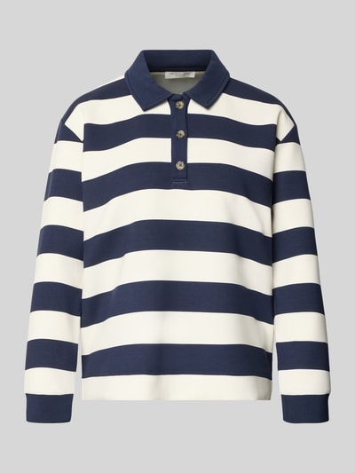Produktfoto, Sweatshirt mit Polokragen und Knopfleiste von Christian Berg Woman im farbigen Streifenmuster, Material-Mix mit Modal-Anteil, Regular-Fit