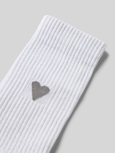 Produktfoto, Socken mit Label-Print von Unio, biały, prążkowany, mieszanka metalu i bawełny z dodatkiem streczu, dopasowany krój, z nadrukiem z logo