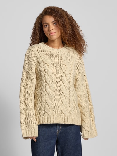 Gina Tricot Oversized Strickpullover mit gerippten Abschlüssen Ecru 4