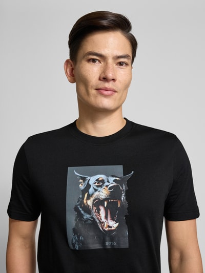 BOSS Orange Slim fit T-shirt van puur katoen, model 'TE_DOBERMANN' Zwart - 3