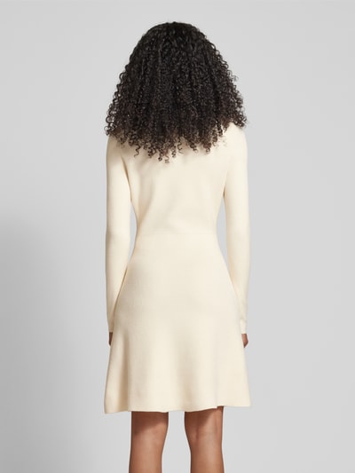 Vero Moda Getailleerde gebreide jurk met geribde ronde hals, model 'GOLD' Beige - 5