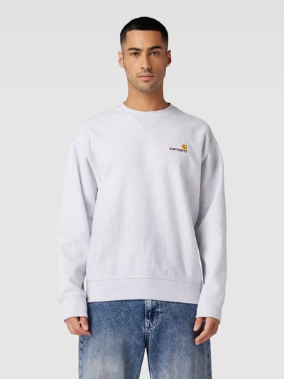 Carhartt Work In Progress Sweatshirt mit Logo-Stitching Modell 'american script' Offwhite Melange 4