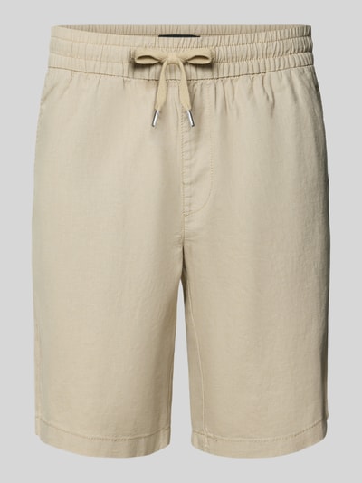 Produktfoto, jasnobeżowe Shorts aus Leinen-Baumwoll-Mix Modell 'barton' od Matinique, krój regular fit, elastyczny pas, tunel, szerokość w rozmiarze M 43 cm, długość nogawki wewnętrznej 21 cm, gładka tekstura