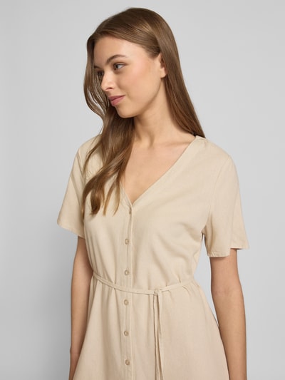 Vero Moda Loose fit mini-jurk van een mix van viscose en linnen, model 'MYMILO' Beige - 3