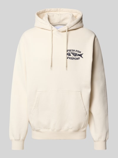 Edwin Hoodie mit Statement-Print Modell 'MONSIEUR SAKANA' Ecru 2