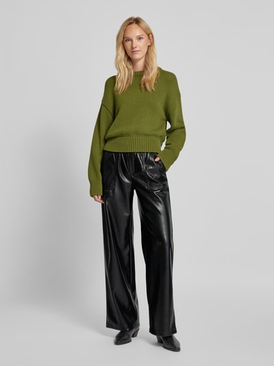 ROSNER Wide leg broek in leerlook, model 'Mara' Zwart - 1