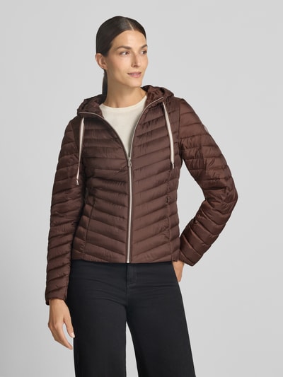 Tom Tailor Regular Fit Steppjacke mit Kapuzenkragen Dunkelbraun 4