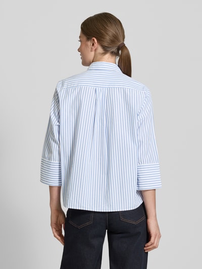 Tom Tailor Relaxed fit overhemdblouse in een mix van lyocell en katoen met 3/4-mouwen Donkerblauw - 5