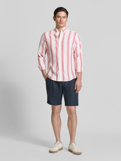 GANT regular fit vrijetijdsoverhemd van mix van katoen en linnen met kentkraag Abrikoos - 1