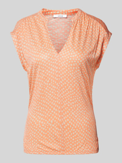 OPUS T-shirt van viscose met all-over motief, model 'Sandu' Koraal - 2