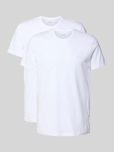 Produktfoto, T-Shirt mit Rundhalsausschnitt im 2er-Pack Modell 'ComfortS' von BOSS, reine Baumwolle, gerader Schnitt, unifarbenes Design, Label-Stitching