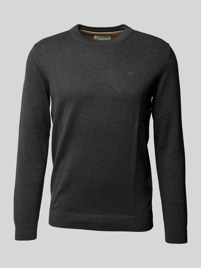 Tom Tailor Regular Fit Strickpullover aus reiner Baumwolle mit Rundhalsausschnitt Anthrazit 1