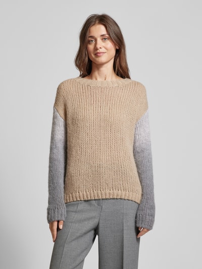 Luisa Cerano Gebreide pullover met extra brede schouders Camel - 4