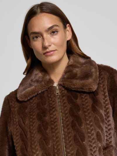 Liu Jo White Regular Fit Jacke aus Kunstfell Schoko 3