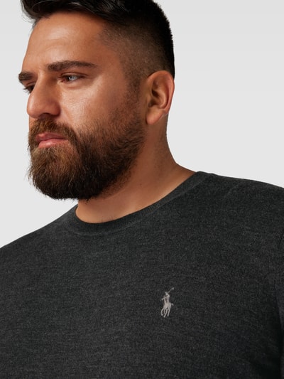 Polo Ralph Lauren Big & Tall Sweter z dzianiny PLUS SIZE z okrągłym dekoltem Grafitowy 3