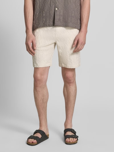 Lindbergh Shorts aus Viskose-Mix mit Strukturmuster und elastischem Bund Weiss 4