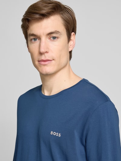 BOSS Longsleeve mit Label-Stitching Jeansblau 3