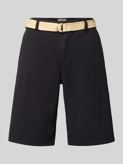 Produktfoto, Bermudas mit Gürtel Modell 'ROVENA' von Soyaconcept aus schwarzem Baumwoll-Elasthan-Mix, Regular-Fit, strukturierte Oberfläche