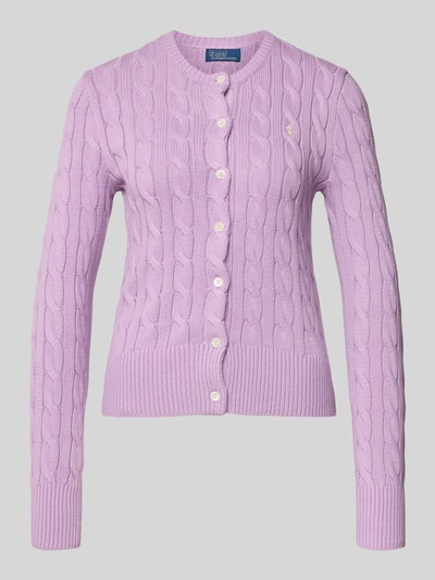 Polo Ralph Lauren Slim Fit Strickjacke mit Logo-Stitching Flieder Melange 2