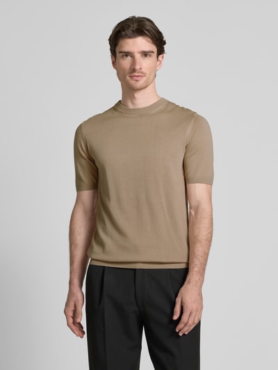 Christian Berg Men Poloshirt mit gerippten Abschlüssen Taupe 4