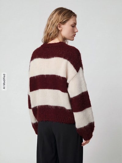 VERO MODA Strickjacke mit Ballonärmeln Bordeaux Melange 5