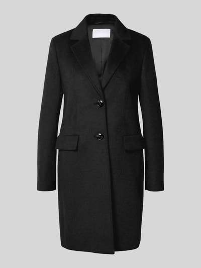 Jake*s Collection Płaszcz o kroju regular fit z dodatkiem wełny lana i kołnierzem z połami Czarny 2