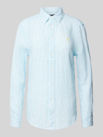 Polo Ralph Lauren Leinenbluse mit Knopfleiste Blau 2