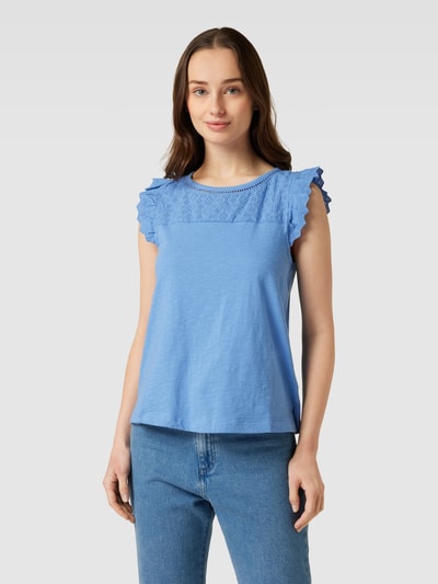 Jake*s Casual Blouseshirt met gaatjesmotief Bleu - 4