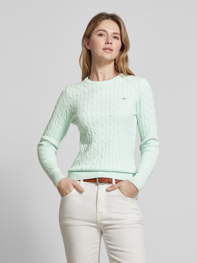 Gant Strickpullover mit Label-Stitching Mint 4