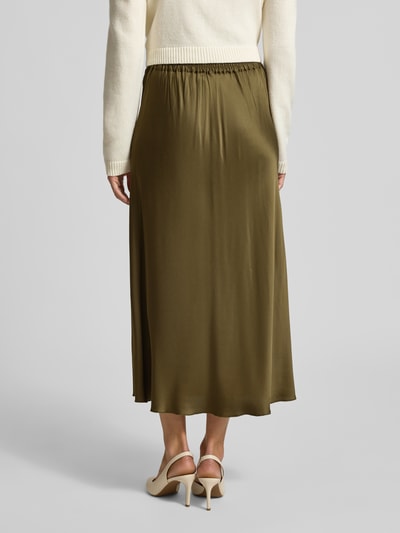 Milano Italy Midirock aus Viskose mit elastischem Bund Khaki 5