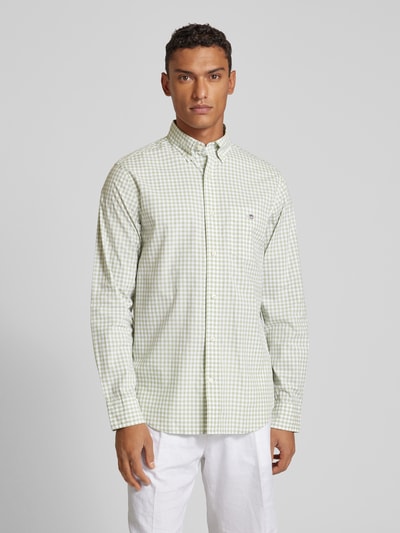 Gant Regular fit vrijetijdsoverhemd met vichyruit, model 'POPLIN' Lichtgroen - 4