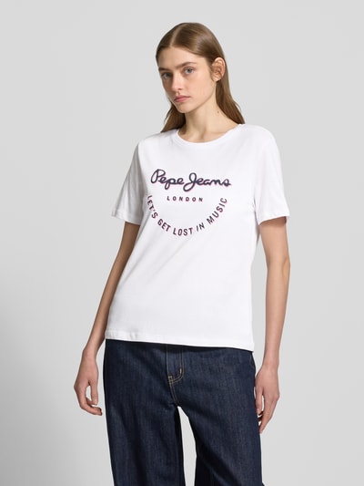 Pepe Jeans T-Shirt mit Label-Print Modell 'RUMER' Weiss 4