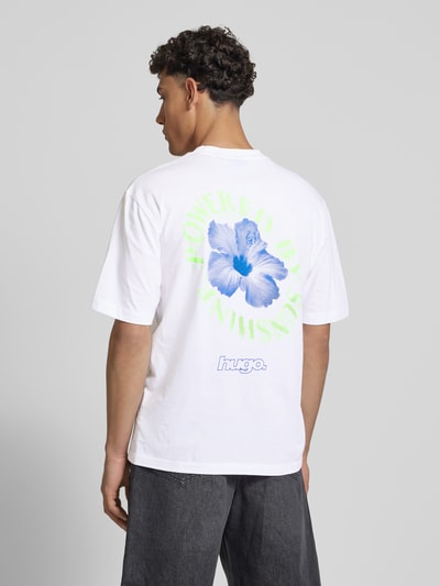 Hugo Blue T-shirt z nadrukiem z logo model ‘Napoka’ Biały 5