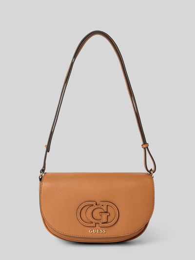 Guess Shoulder Bag in Leder-Optik mit Logo-Stitching Modell 'Calebra' Cognac 2
