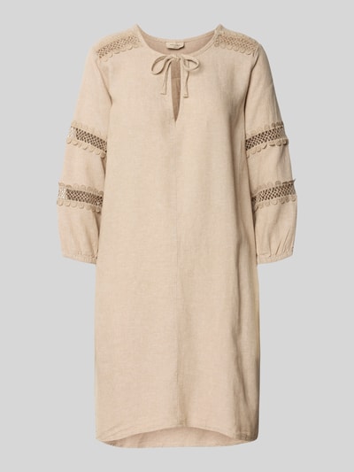 FREE/QUENT Knielanges Leinenkleid aus Leinen-Viskose-Mix Modell 'Laluna' Beige 2