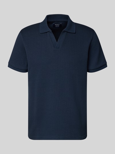 Produktfoto, Regular Fit Strick-Poloshirt mit V-Ausschnitt von MCNEAL, dunkelblau, feine Strickstruktur, Baumwoll-Mix mit Stretch-Anteil