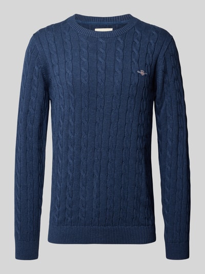 Gant Strickpullover mit gerippten Abschlüssen Jeansblau Melange 2
