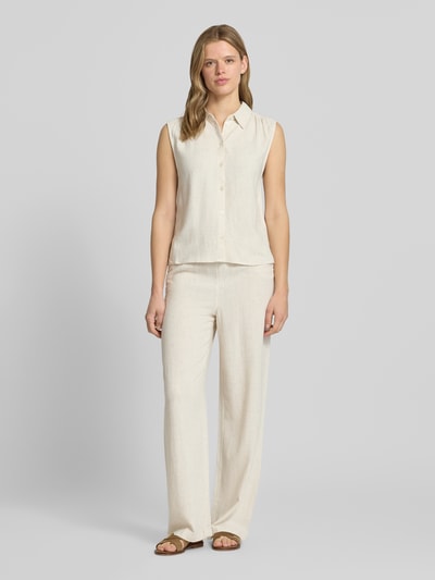 ONLY regular fit linnen blouse zonder mouwen model 'SIESTA' Zand - 1
