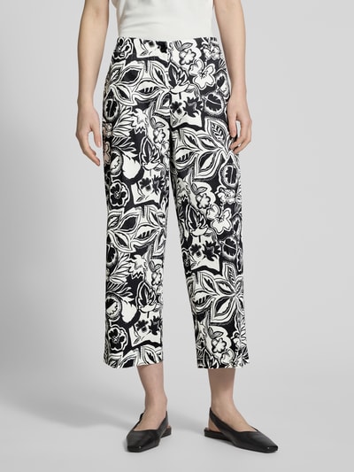 Brax Straight leg linnen broek met verkort model Zwart - 4