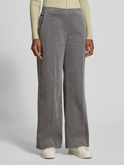 OPUS Spodnie sztruksowe z kieszenią z tyłu model ‘Mileni cargo’ Jasnoszary melanż 4