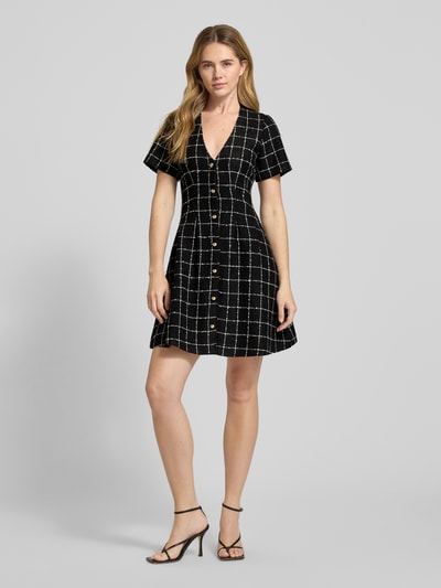 HUGO Tailliertes Etuikleid mit Gitterkaro-Muster Modell 'KIKLA' Black 1