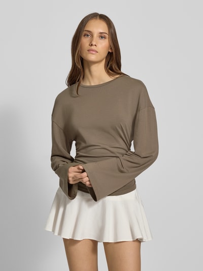 Gina Tricot Longsleeve mit Rundhalsausschnitt Taupe 4