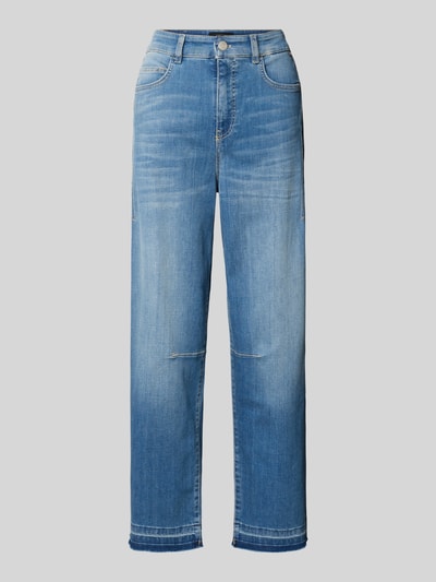 Productfoto, Relaxed Fit Jeans im Used-Look van Marc Cain, blauw, katoen-elastaan mix, high waist, steekzakken, lichte wassing