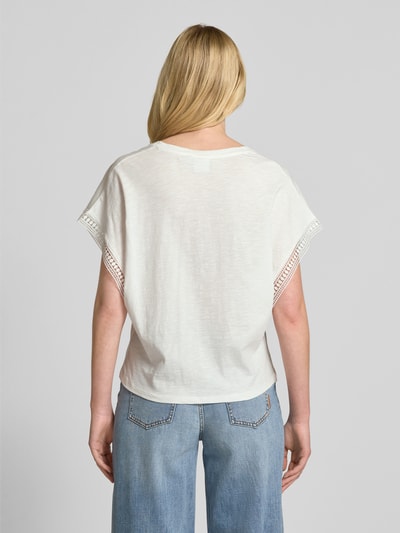 ICHI T-shirt z dekoltem w serek model ‘HOLYA’ Złamany biały 5